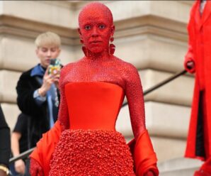 Doja Cat, a picture of ‘Inferno,’ was covered in paint and 30,000 crystals at Haute Couture Week